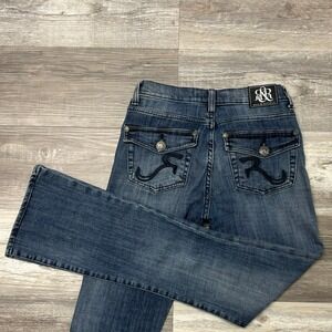 Rock & Republic Kasandra Faded Blue Womens 4 Flap Pocket Bootcut Denim Jeans EUC